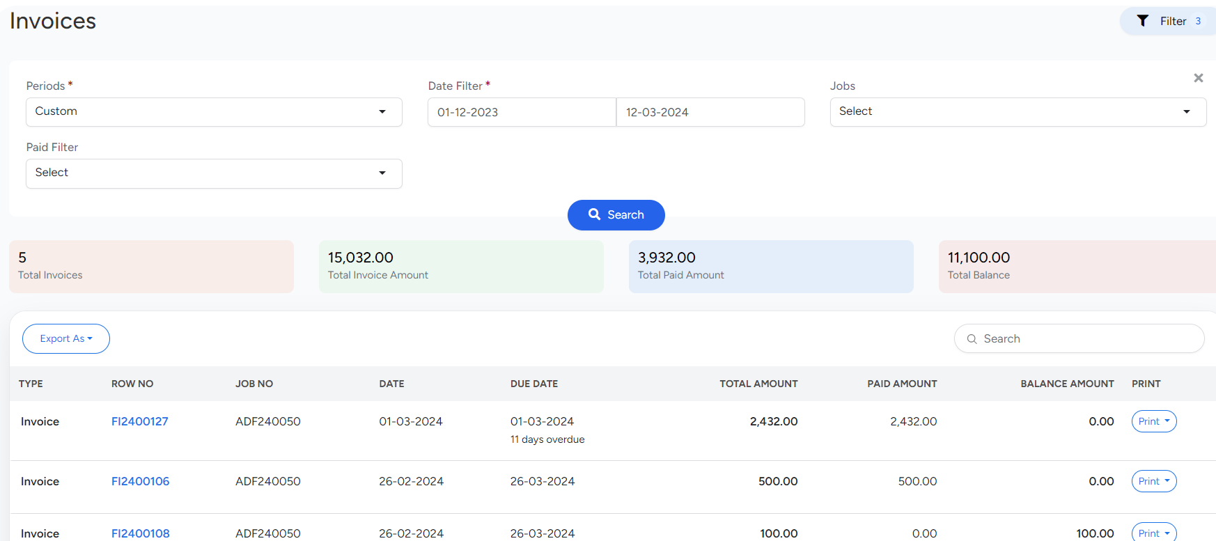 dashboard portal shipment In Bridge LCS Freight Software