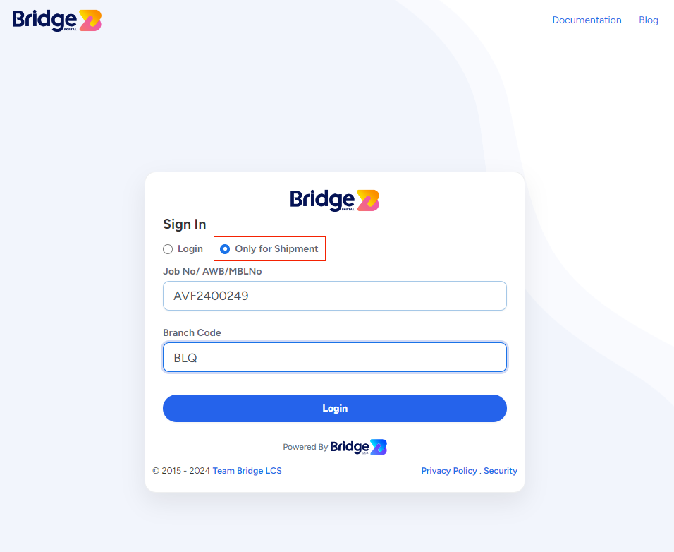 portal shipment In Bridge LCS Freight Software