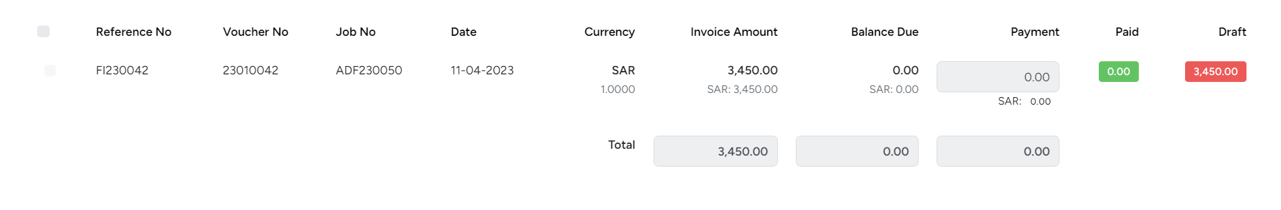 Payment Voucher in Bridge LCS Cargo Airline Software