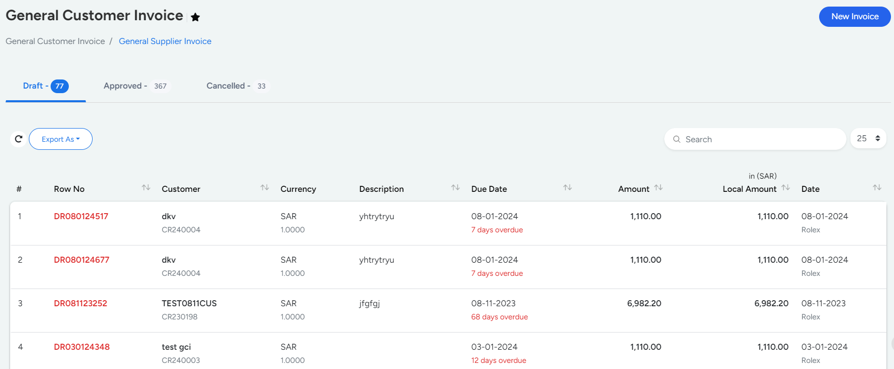 General Customer Invoice in Bridge LCS Logistics Optimization Software