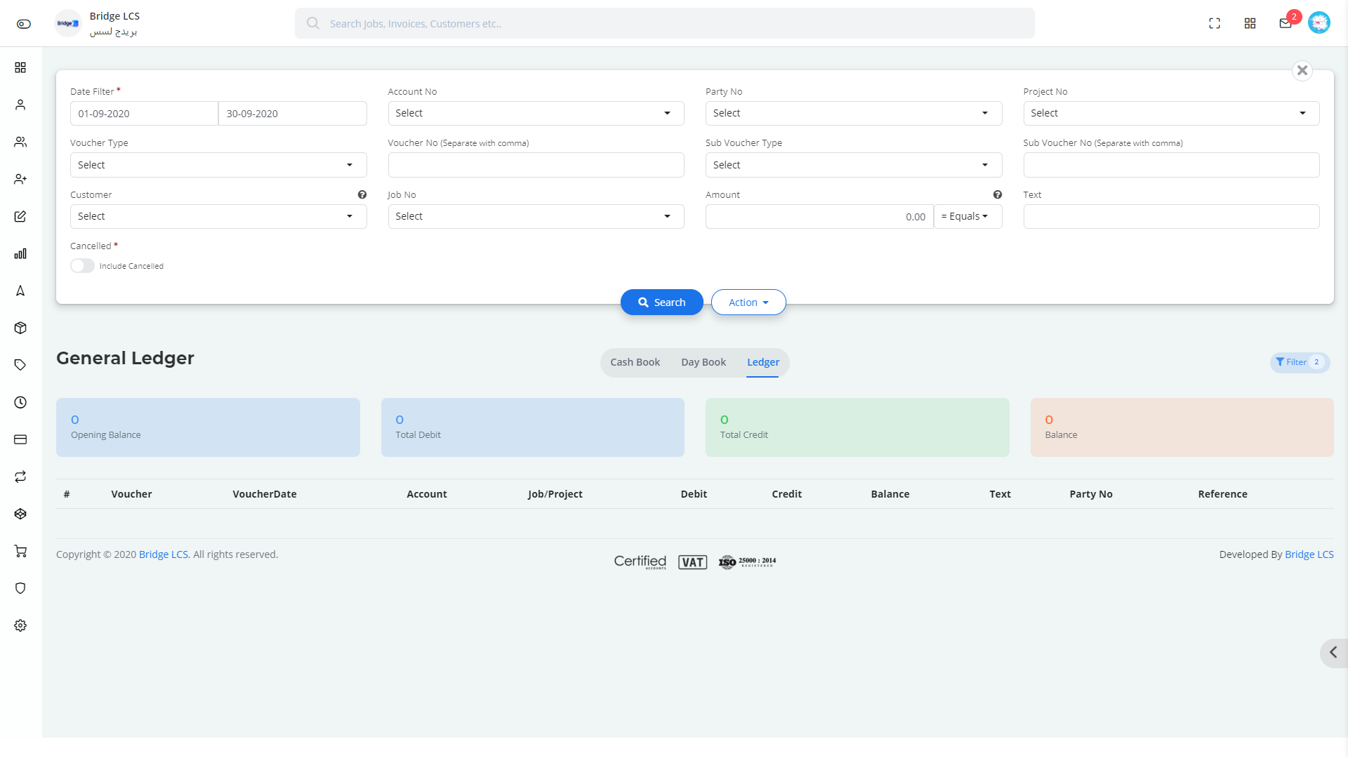 General Ledger report in Bridge LCS