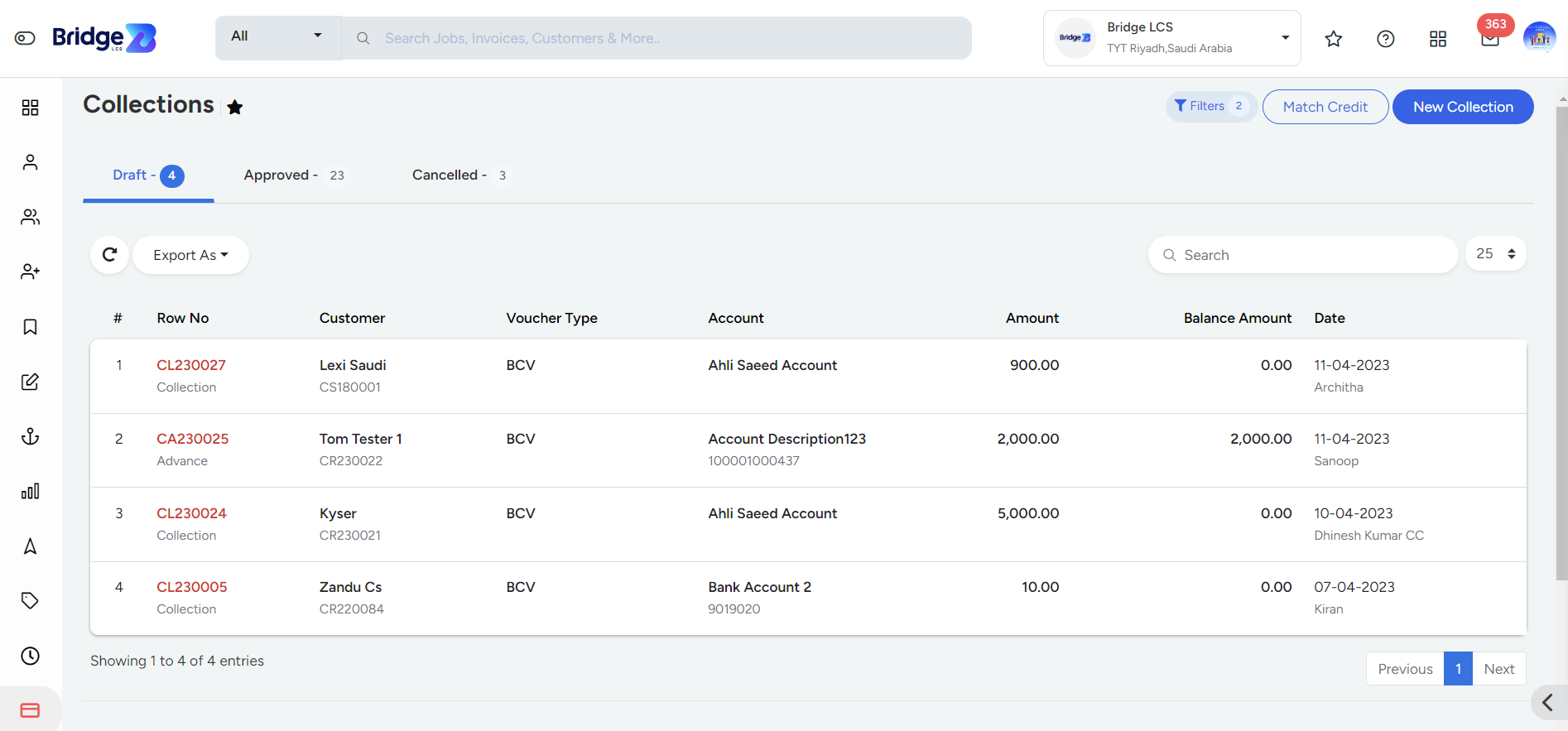 Payment Voucher in Bridge LCS Cargo Airline Software