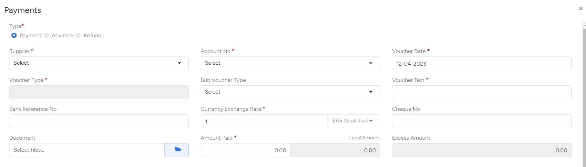 Payment Voucher in Bridge LCS Cargo Airline Software