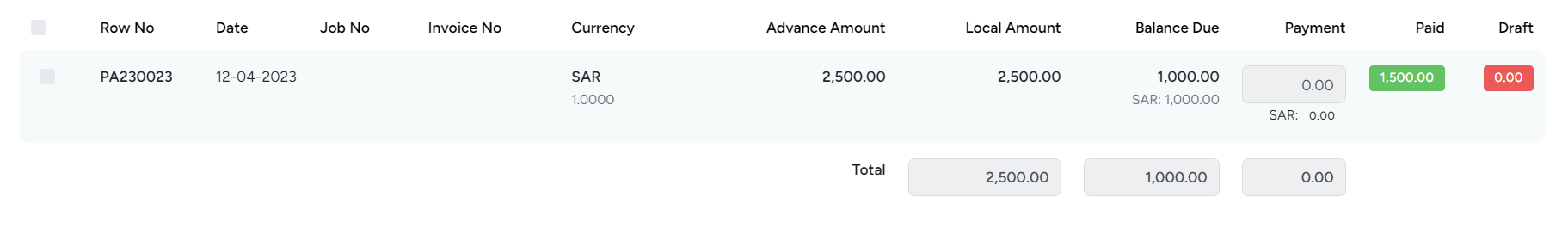 Payment Voucher in Bridge LCS Cargo Airline Software