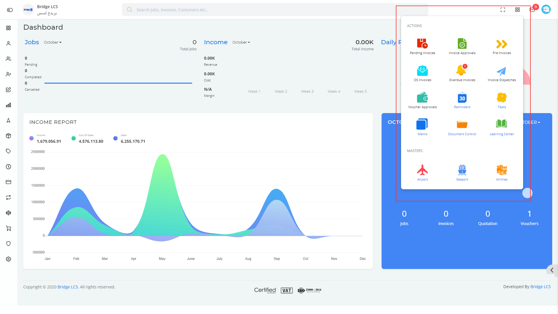 Bridge LCS Freight Forwarding System Software Dashboard App Drawer - Helper