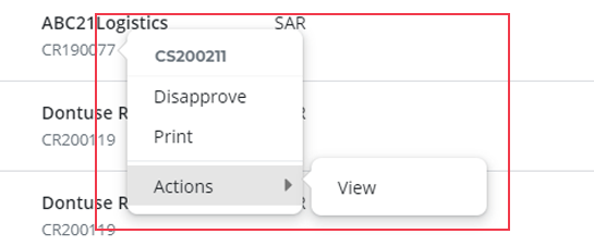 Actions performed in Cost sheet