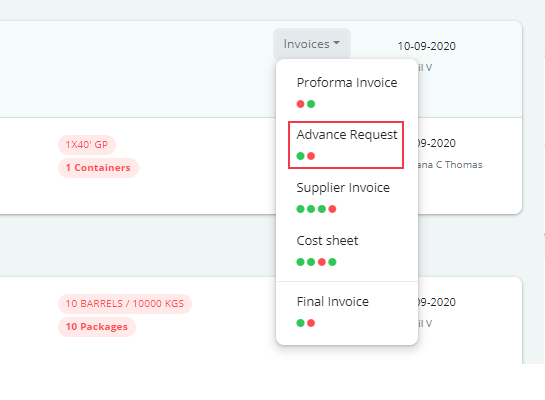 Advance Request In Bridge LCS Cargo Airline Software