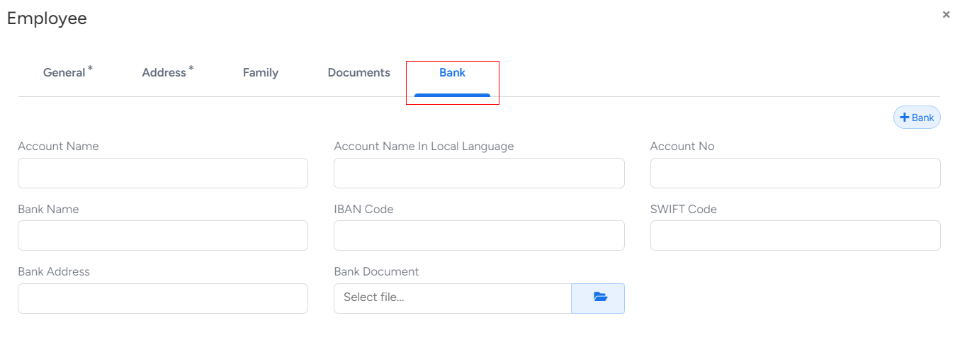 Employee Bank  details in Bridge LCS Trucking Logistics Software