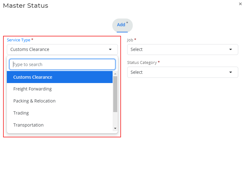 Select the type of service in Bridge LCS 