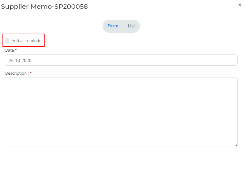 Add Reminder In Supplier