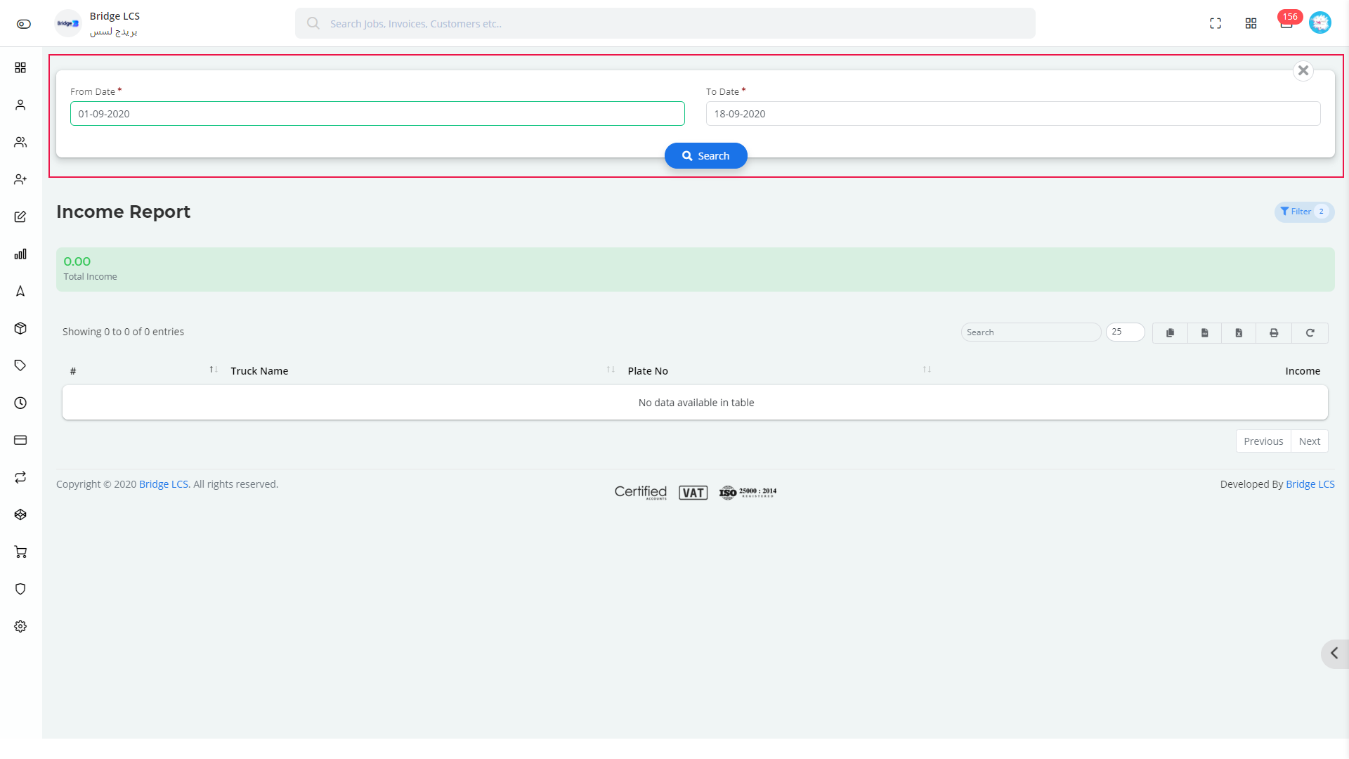 Income Report Start Date, End Date